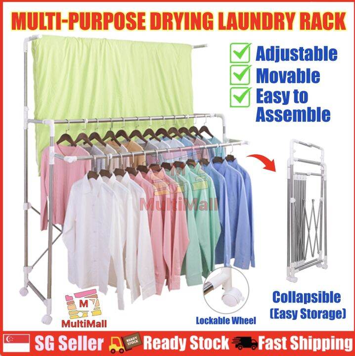 Laundry Rack UPGRADED H Type 2M 4 PoleS Laundry Rack Stand Laundry