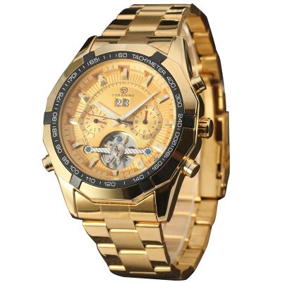 [COD] Foreign trade hot style forsining mens casual large dial tourbillon automatic mechanical watch