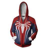 Spider-Man Hoodie แจ็คเก็ตลำลองสำหรับบุรุษเหล็กเดอร์แมนเวนเจอร์สเดอร์แมนซิปเสื้อ