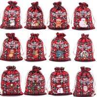 【LZ】㍿☬  Sacos De Algodão Vermelho De Natal Xmas Candy Gift Bag Small Drawstring Pouch Nice Jewelry Packaging Bags 10x14 13x18cm Hot Sale 4Pcs por lote