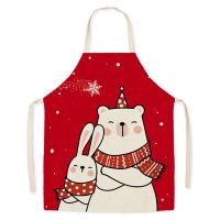 New Christmas Cartoon Apron Linen Antifouling Creative Christmas Adult Apron Kitchen Supplies Christmas Kitchen Accessories Aprons