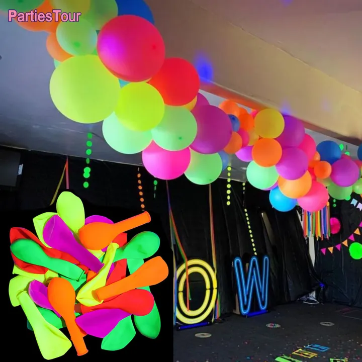 50 Pcs Neon Glow Balloons Black Light Party Supplies Glow in the Dark ...