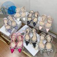 【high quality】original MACH &amp; MACHˉ 2023 new summer sequin bow high heels womens stiletto satin niche rhinestone sandals