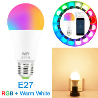 โคมไฟอัจฉริยะรองรับ RGB Alexa กับหลอดไฟ15W 1/2/4ชิ้น LED หรี่แสงได้ RGBWW Google Home E27 B22หลอดไฟแสง RGBW อัจฉริยะ