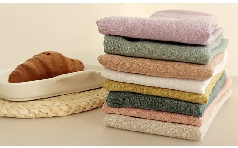 2Pcs 40*40cm Plain Cotton and Linen Napkins Cloth Home Kitchen Cloth Napkins  Hotel Restaurant