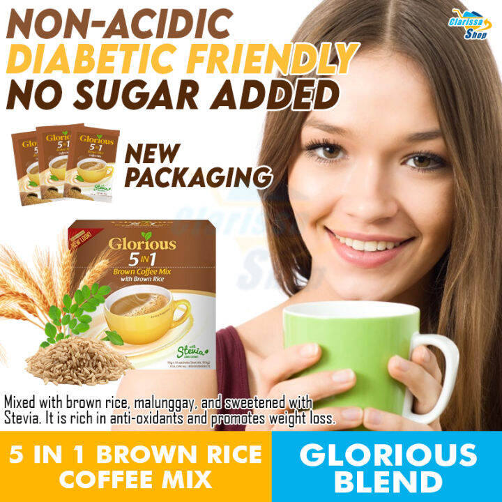Glorious Blend 5 in 1 Coffee Mix with Brown Rice Non Acidic, No Sugar