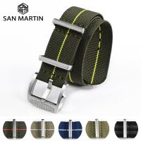 [ladies jewelry]  【 New Fire】 San Martin Watchband สายรัดไนลอนยืดหยุ่น20มม. 22มม. Pilot Military Watch Band Universal Type Sports Paratrooper Strap