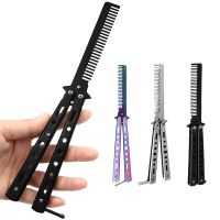 【YF】 Hot Butterfly Comb Foldable Stainless Steel Practice Training Beard Moustache Brushe Salon Hairdressing Styling Tool