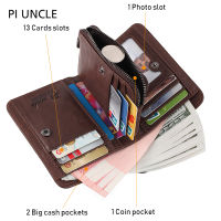 PIUNCLE Brand Mens Mini Wallet Genuine Leather Rfid Money Purse For Credit Card Holder Thin Men Clutch Bag Coin Zip Purse Wallet For Men Soft Cowhide Leather Short Walet Men Wallet Leather Men Clutch Bags Minimalist Wallet Money Bag Small