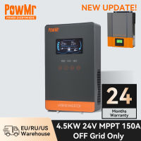 PowMr อินเวอร์เตอร์พลังงานแสงอาทิตย์ไฮบริด24โวลต์ MPPT 80A ปิดตารางแบตเตอรี่แปลงเพียวไซน์เวฟ PV แผงพลังงานสูงสุด6KW 3KW