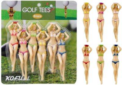 KOFULL 6Pcs/Pack Womens Plastic Golf Tees Accessories Size 76mm(3inch) Sexy Bikini Tees Gift Newest Design Six Colors Towels