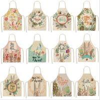 Fashion Cute Rabbit Cartoon Cotton Hemp Apron Linen Children Adults Flower Nordic Sweet Apron for Home Kitchen Cooking Baking Aprons