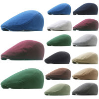 Solid Color Street Brim Painter Hat Mens Peaked Cap Spring And Autumn Sun Visor Woolen Peaked Cap Mens Solid Color Beret