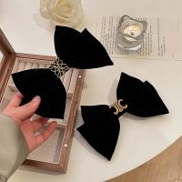 [COD] letter bow hair clip black retro French fragrant Hepburn high-end