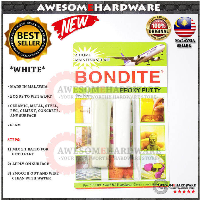 (ORIGINAL) BONDITE EPOXY PUTTY FILLER GAP FILLER CEMENT FILLER WHITE WATERPROOF FILL CRACK HOLE