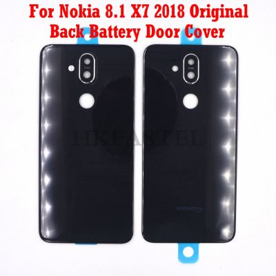 เคสโทรศัพท์มือถือดั้งเดิมสำหรับ Nokia 8.1 X7ฝาหลังประตูแบตเตอรี่กระจกอะไหล่ LHG3765ชิ้นส่วนอะไหล่เลนส์ที่จับกล้องรูปตัวยู