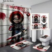 3D Print Funny Pup Horror Shower Curtain Waterproof Curtain Anti-slip Bath Mat Set Toilet Rugs Car Home. Decor.