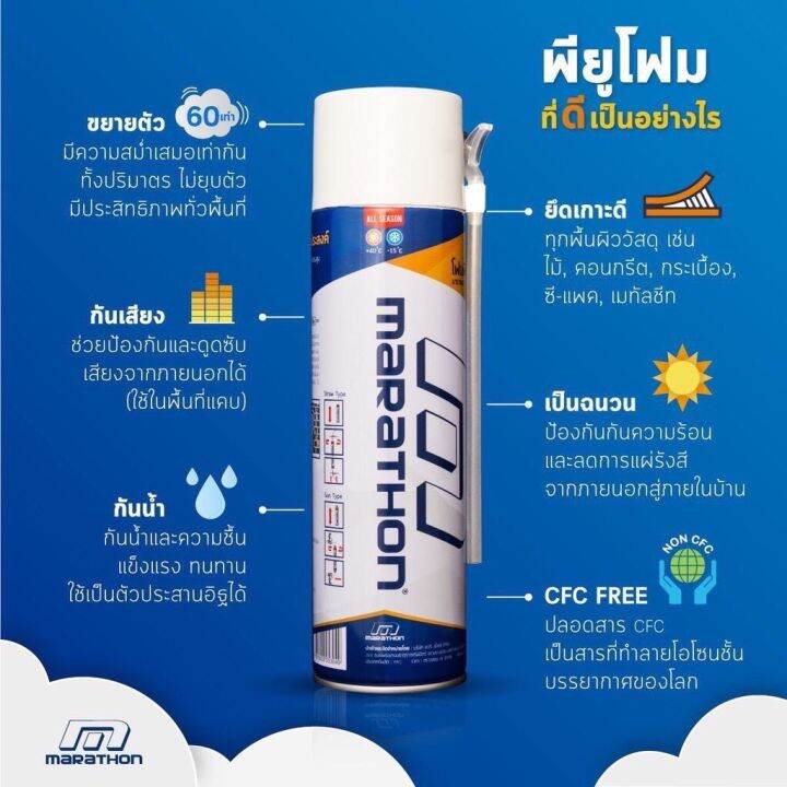 สเปรย์โฟม-marathon-500ml-อุดรอยรั่ว-รอยร้าวต่างๆ-pu-foam