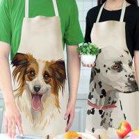 1Pc Kitchen Apron Sketch Wearing Pug Pet Dog Cat Printed Sleeveless Cotton Linen Aprons for Men Women Home Cleaning Tools Mandil Aprons