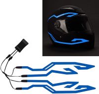 Casque de moto 4 en 1 lumière de nuit USB Signal de conduite lumière EL 3 modes bande lumineuse pour casque Kit daccessoires de décoration