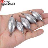 XINJI 5PCS Split Line Sinkers Hook Connector น้ำหนัก ตะกั่วตกปลาตก หยด รูปมะกอก Sinker