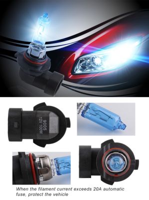 2PCS หลอดฮาโลเจน HB3 9005 100W 12V ไฟหน้ารถ super bright 5000K สีขาวไฟหน้าอัตโนมัติ