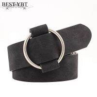 【CW】 Best YBT Women leather belt Newest Round buckle belts female leisure jeans wild without pin metal buckle Women strap belt