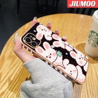 เคส JIUMOO สำหรับ iPhone 11 Pro 11 Pro Max เคสลายการ์ตูนน่ารักลายกระต่ายดีไซน์ใหม่ชุบหรูหราเคสซิลิโคนแบบนิ่มเคสกันกระแทกป้องกันคลุมทั้งหมดเลนส์กล้องถ่ายรูป