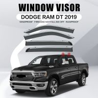 แผงกันลมติดกระจกรถยนต์สำหรับ DODGE RAM 1500 DT MK5 2019-2022ที่คิ้วกันสาดกระจกรถยนต์แผ่นเบนทางลมช่องระบายอากาศกันน้ำฝนแว่นตากันแดดมีสี