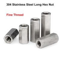 1Pcs Fine Thread M8 M10 M12 M14 M16 M18 M20 304 Stainless Steel Hex Rod Coupling Nuts Standoff Spacer Long Hex Nut