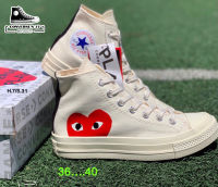 รองเท้าCOMME DES GARCONS PLAY x คอนเวิร์ส CHUCK TAYLOR 70s ALL STAR HI "BLACK &amp; WHITE" size:36-44EU พร้อมกล่อง รองเท้าผ้าใบชายหญิง รองเท้าผ้าใบชายหญิง รองเท้าคอนเวิร์สของ