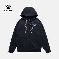 เสื้อกันหนาวลำลองกีฬา KELME Kelme ใหม่ฤดูใบไม้ร่วงและฤดูหนาวสำหรับทั้งหญิงและชายคาร์ดิแกนสีพื้นและแจ็คเก็ตมีฮู้ดกำมะหยี่