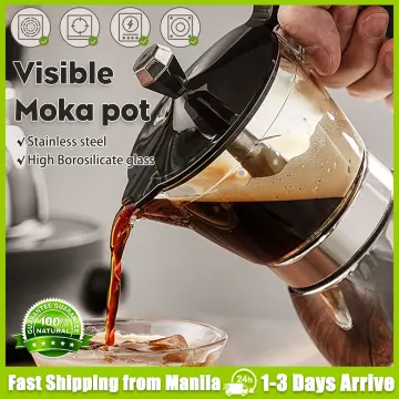 200/300ml Moka Induction Stovetop Espresso Maker Transparent-top & Stainless  Steel Moka Pot for Induction & Electric Stoves - AliExpress