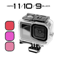 60เมตรกรณีกันน้ำสำหรับ GoPro ฮีโร่11 10 9สีดำป้องกันดำน้ำใต้น้ำที่อยู่อาศัยเชลล์ปกสีแดงสีม่วงสีกรองไปโปร