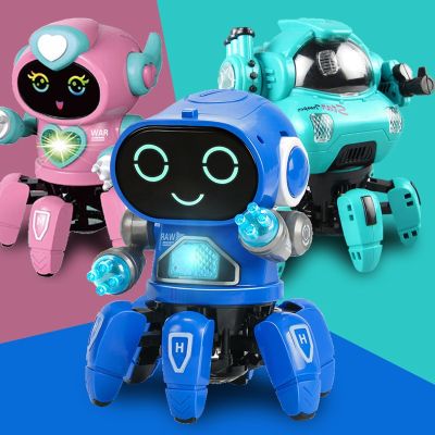 Dance Music 6 Claws Electric Robot Octopus Spider Robots Vehicle Birthday Gift Toys For Children Kids Early Education Baby Toy Boys Girls