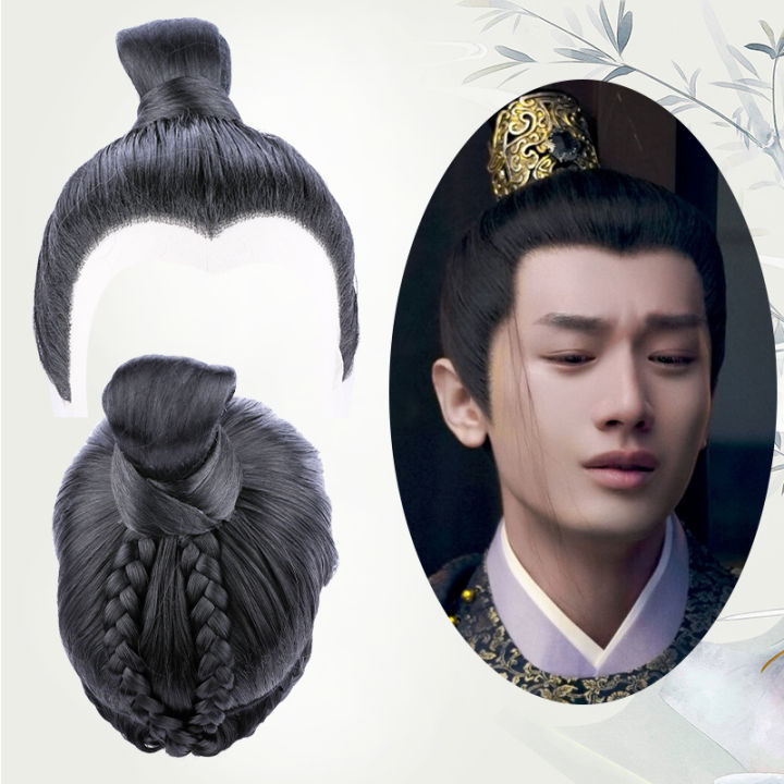 pdd112-antique-mens-whole-wig-cover-short-hair-hook-mechanism-wig-cos-ancient-costume-full-head-cover-performance-mens-clothes-hair-cover-dbv