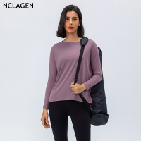 NCLAGEN Yoga Shirts Clothing Sports Loose Training Running Quick-drying Gym Workout Clothes Long Sleeve Breathable Fitness Top