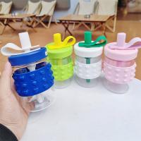 Anti-scalding Fashion Glass Water Cup High Temperature Resistant 400ml Straw Cup Home Tools Water Cup With Silicone Straw Plugs