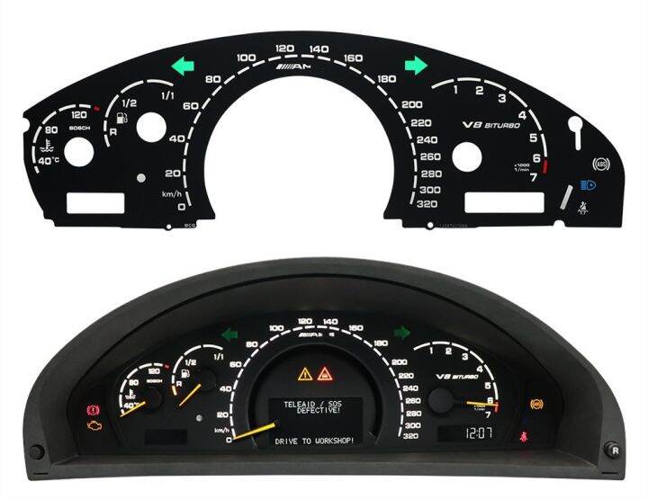 ♣ Speedo Instrument Cluster Gauge Faceplate Overlay For Mercedes Benz
