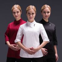 Women Restaurant Clothes Chef Waitress Jacket Work Uniform New Fashion Food Service Barista Wear