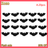 Zozo ✨Ready Stock✨ ค้างคาวพลาสติกเหมือนจริงสำหรับฮาโลวีน20ชิ้นค้างคาวจำลองของเล่นหากินตกแต่ง