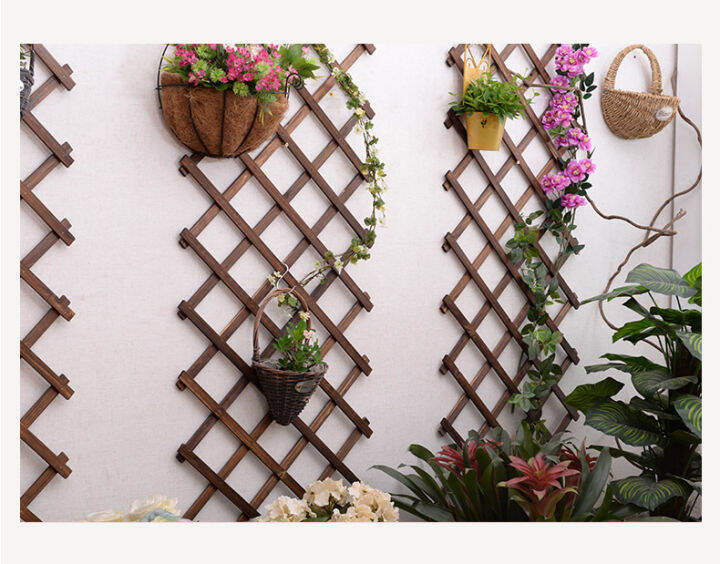 Retractable Wood Fence Plant Flower Stand Indoor Outdoor Wall Yard Lawn ...