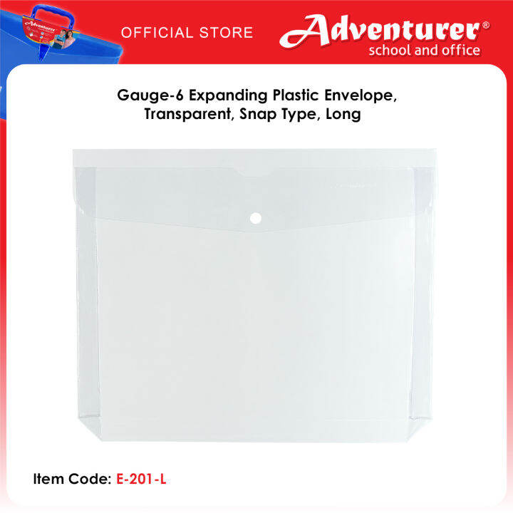 Adventurer Gauge-6 Expanding Plastic Envelope, Transparent, Snap Type ...