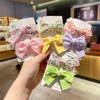 hot▼♘  2Pcs Bow Print Hair for Baby Colorful Pins Children Duckbill Headwear Accessories