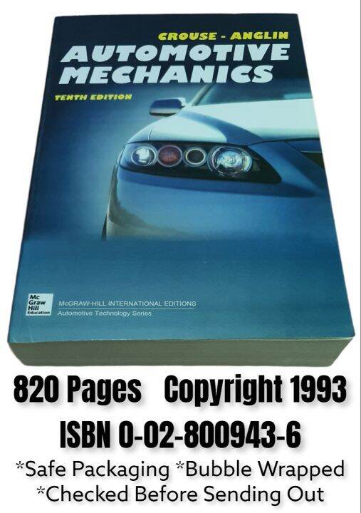 Automotive Mechanics Tenth Edition by William Crouse, Donald Anglin