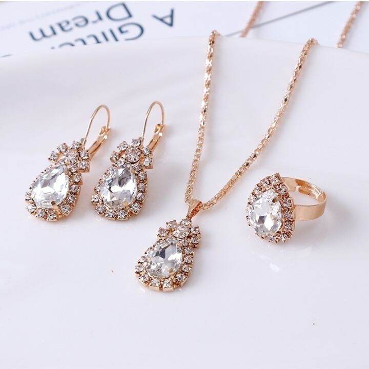 ยุโรปและอเมริกาสร้อยคอส่วนบุคคล-rhinestone-shining-เครื่องประดับชุดสำหรับสุภาพสตรีต่างหูขายส่ง