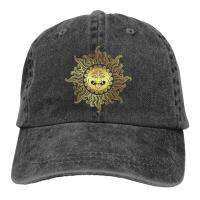 Medusa Gorgon Golden Sun Head Washed Cotton Pure Color Light Board Mens Baseball Cap Stitching Dad Hat