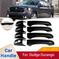 สำหรับ Dodge Durango MK3 WD 2011 ~ 2019สติกเกอร์แต่งฝาครอบที่จับประตูสมาร์ทสีดำเงา2012 2013