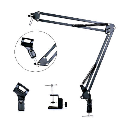 ขาตั้งสำหรับไมโครโฟน Mic Microphone Suspension Boom Scissor Arm Stand Holder for Studio Broadcast w/ Shock Mount