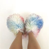 2023 New Design Women Sheep Furry Slippers Mongolian Fluffy Fur Slides Flat Indoor Floor Shoes Ladies Flip Flops